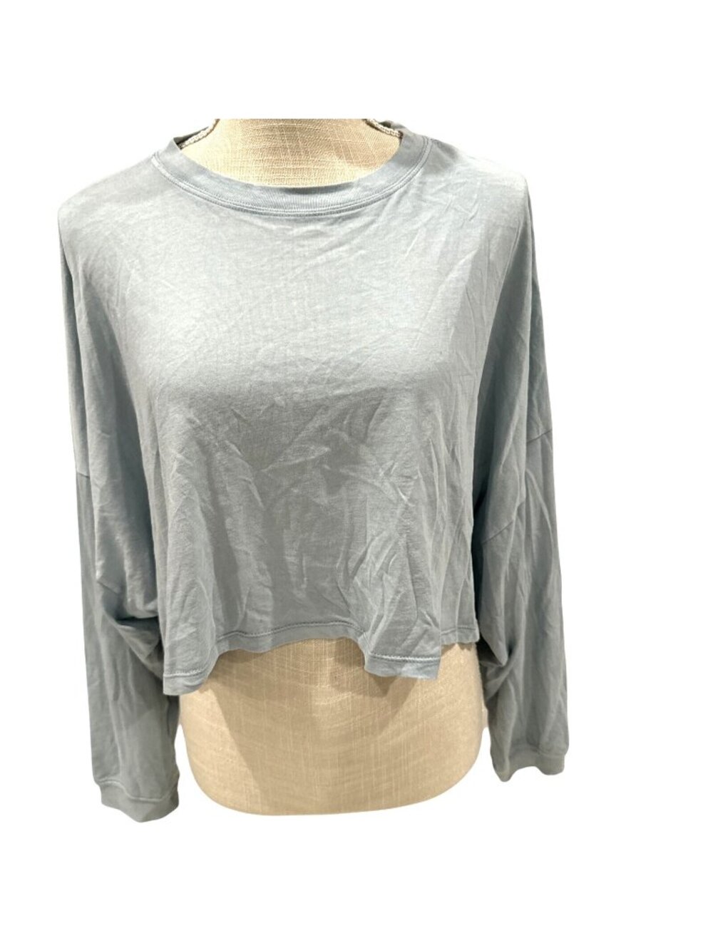 Cotton On Womens Light Blue Long Sleeve Cropped Top M
